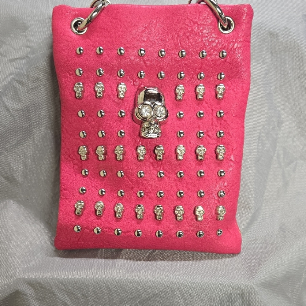 Pink Skull Studded Women's Bag